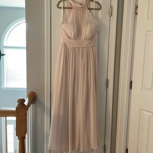 Azazie, blush (light pink) halter style dress, size 12